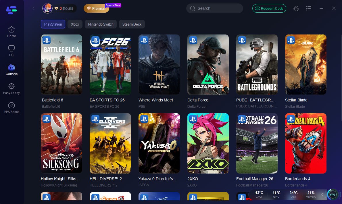 Game launcher interface overview